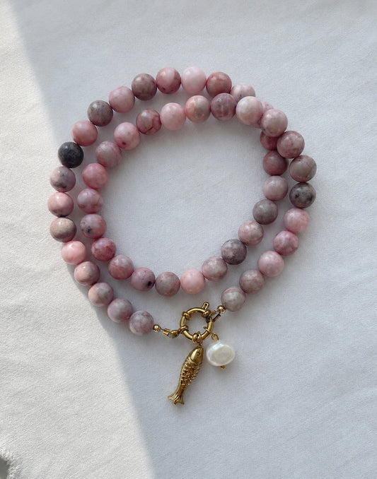 You Don’t Have to Carry It All - pink jasper necklace