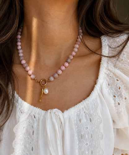 You Don’t Have to Carry It All - pink jasper necklace